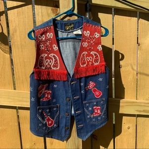Handpainted Wrangler Country Music Denim Vest